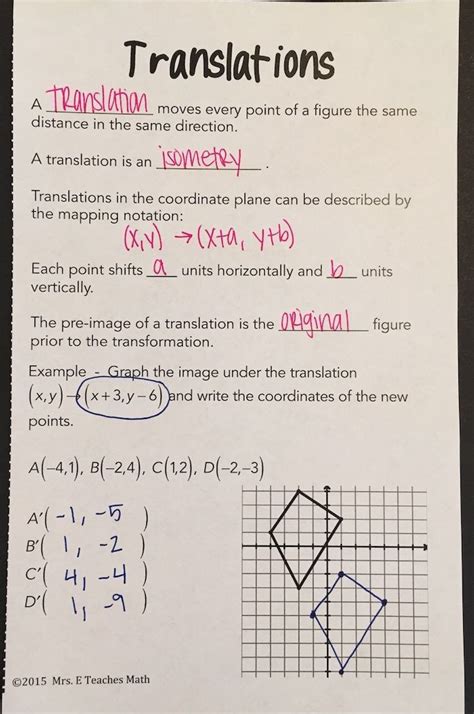 Geometry Multiple Transformations Worksheet Answers