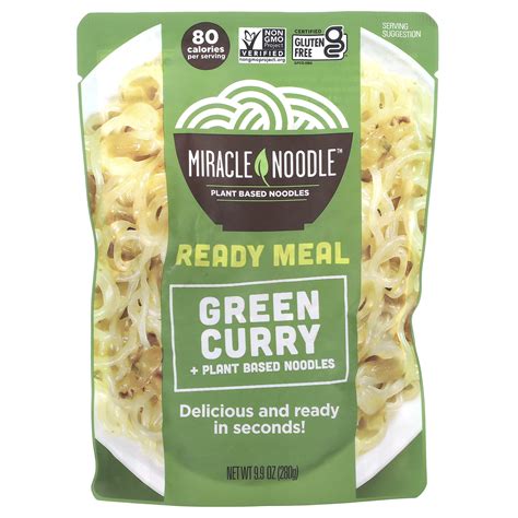 Miracle Noodle, 즉시 섭취 가능 식품, 그린 커리, 280g(9.9oz)