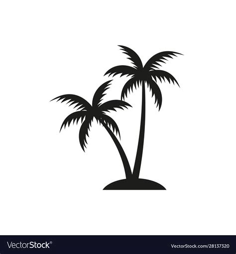 Black Single Palm Tree Silhouette Icon Royalty Free Vector