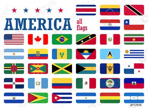 Sistema Del Vector De Las Banderas Del Continente De America Fotografia