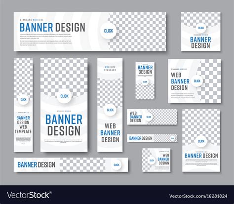 Also known as a square, this format can fit into smaller spaces that don't accommodate the larger. Design of white banners of standard sizes with a Vector Image