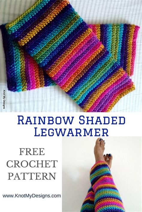 Free Crochet Pattern - Female Legwarmer - Rainbow Shaded Legwarmer