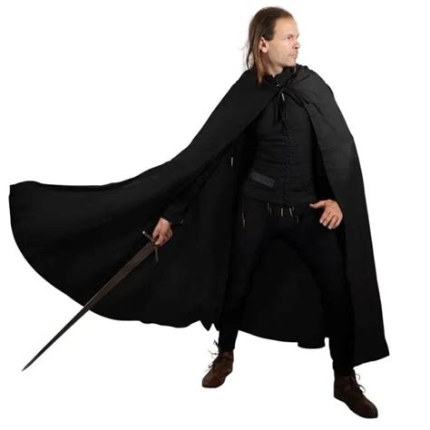 Medieval Hooded Cloak Cosplay Cape With Hood Unisex Cotton Canvas
