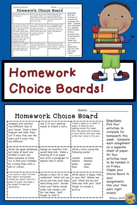 Editable Homework Choice Boards No More Boring Homework Assignments