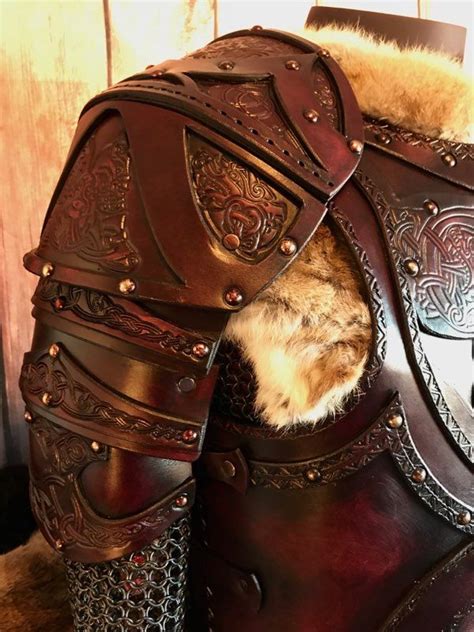 Odinson Red Wolf Shoulders Viking Armor Arm Armor Body Armor Leather