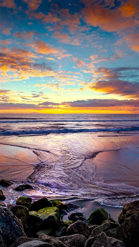 Sea Waves Coast Rocks Sunset Beautiful 1080x1920