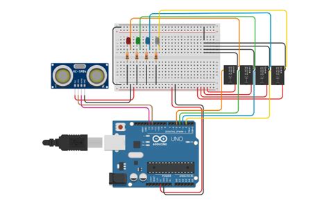 Circuit Design Sonar Sensor Tinkercad