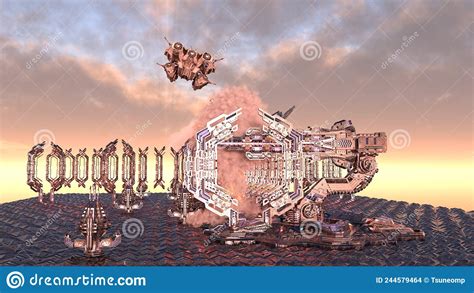3d Rendering Of The Future City Scenery Stock Illustration