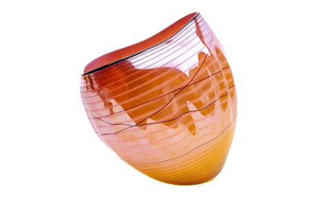 Chihuly Signed Coral Basket Hand Blown Contemporary Glass Sculpture