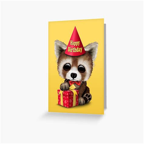 Cute Happy Birthday Baby Red Panda Greeting Card By Jeffbartels