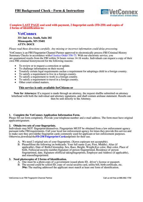 Fbi apostille order form (pdf format) fbi apostille credit card authorization form (pdf format). Fbi Background Check - Form & Instructions printable pdf download