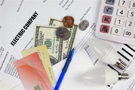 Abstract American electricity bill. Concept of saving money by using