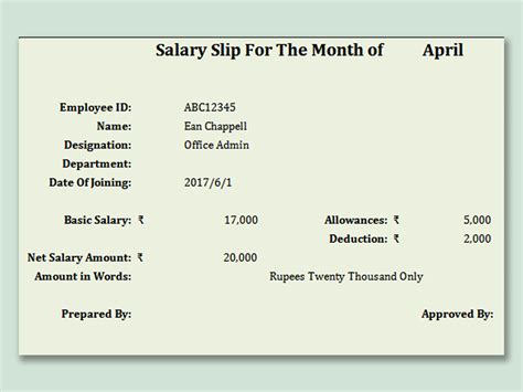 Excel Of Simple Salary Slip Xlsx Wps Free Templates