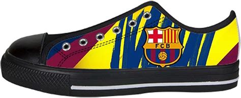 Custom Womens Fc Barcelona Logo Lace Up Low Top Casual