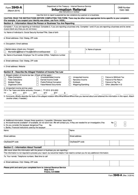 Top 8 Form 3949 A Templates Free To Download In Pdf Format