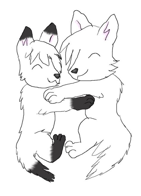 Fox And Wolf Hug By Kayaraw On Deviantart
