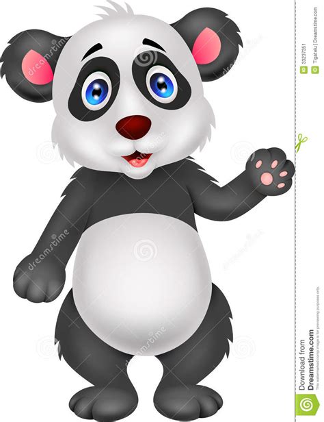 Baby Panda Cartoon Waving Hand Stock Image Image 33237351