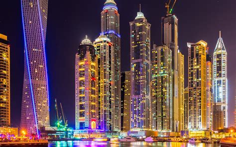 City Splendor Lights Colorful 2k Building Emirates Arab Emirates