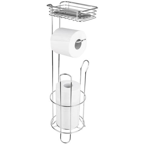This chrome toilet roll holder is perfect for storing your toilet rolls with a weighted base for extra stability. Home Basics Free-Standing Toilet Paper Holder in Chrome ...