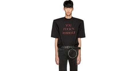 Vetements Ssense Exclusive Black You Fuckn Asshole Football Shoulder T Shirt For Men Lyst