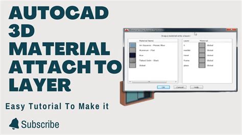 Autocad 3d Material Attach To Layer Youtube