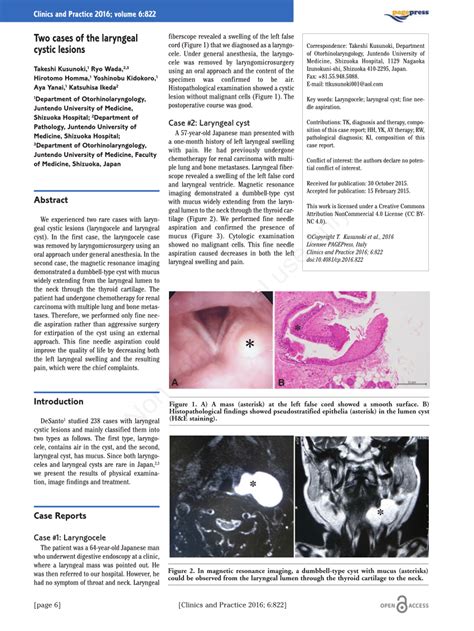 Pdf Two Cases Of The Laryngeal Cystic Lesions