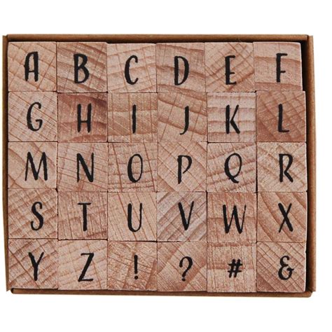 Atterton Mini Alphabet Wooden Stamp Set 30 Pieces Hobbycraft