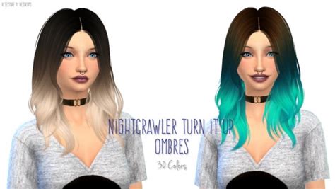 Sims 4 Hairs Nessa Sims Nightcrawler`s Turn It Up Ombre Hairstyle