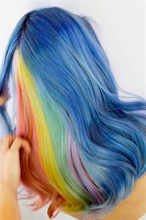 chic hidden rainbow hair is the magic you need to be trendy ★ in 2021 rainbow hair hair hair