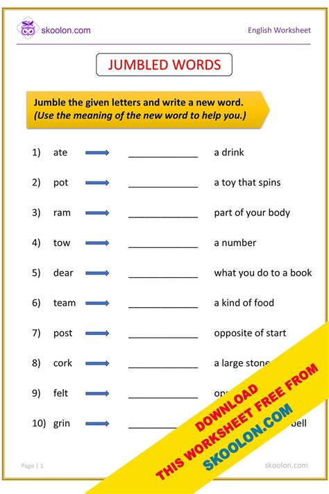 Jumbled Letters And Words Worksheet Archives