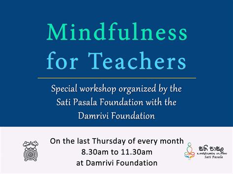 Invitation Mindfulness For Teachers Damrivi Foundation On May 31st