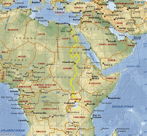 Africa Nile River Map 