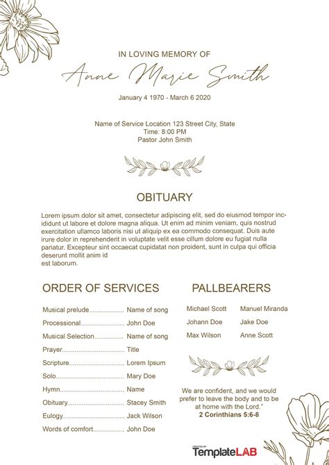 Paper Funeral Printables Order Of Service Printable Funeral Program