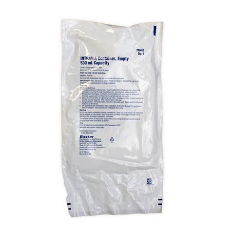 Container Empty Iv Bag Intravia Pvc Ports 500ml 48case Mcguff