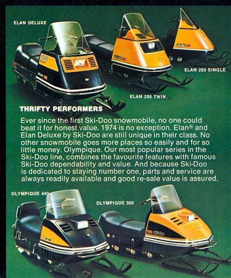 Classic Snowmobiles Of The Past 1974 Elan And Olympique Ski Doo Snowmobiles