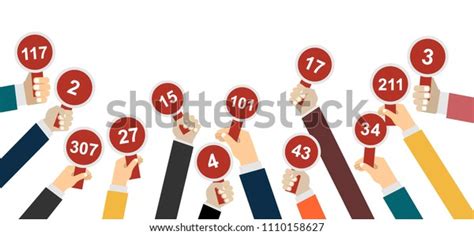 Hands Holding Auction Paddle Stock Vector Royalty Free 1110158627