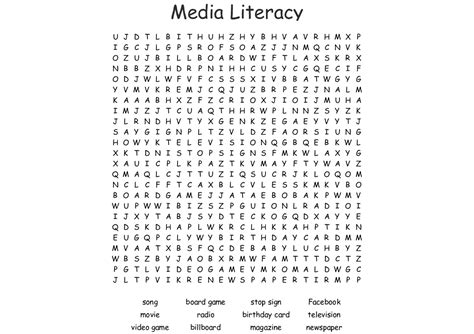 Media Literacy Word Search Wordmint Word Search Printable