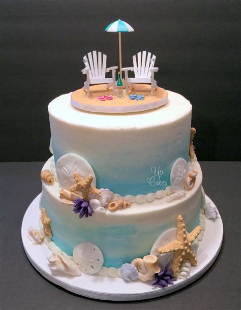 Beach Wedding Cake With Fondant Sea Shells Beach Theme Wedding Cakes
