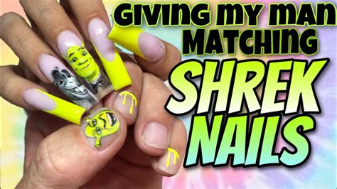 Matching Shrek Nails 🤣🤣🤣 I Paint My Mans Nails 💚 Youtube