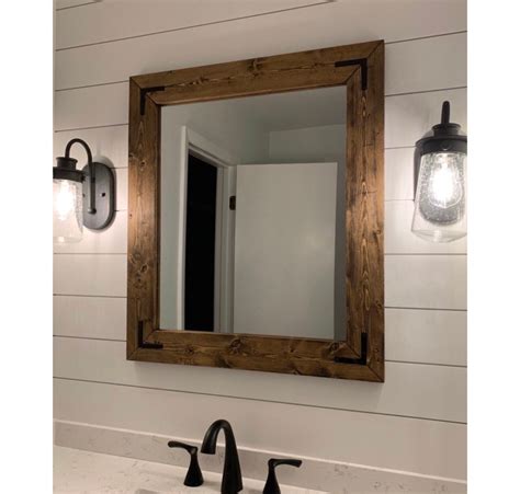 DARK WALNUT Farmhouse Mirror, Framed Mirror, Rustic Wood Mirror, Bathroom Mirror, Wall Mirror ...