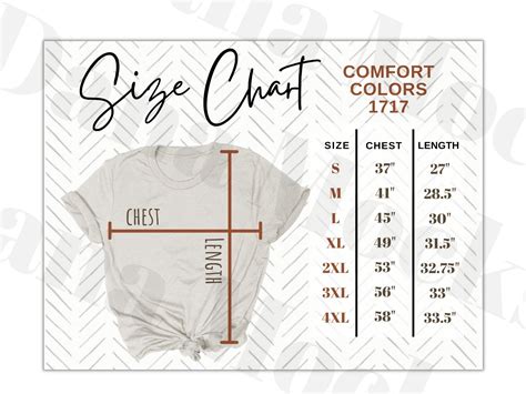 Comfort Colors 1717 Size Chart Unisex Short Sleeve Tee Size Etsy