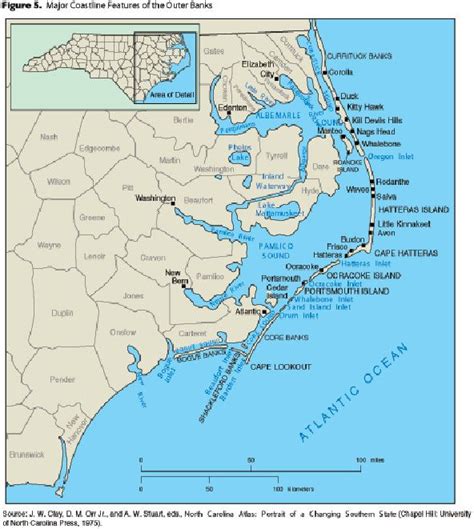 Map Of North Carolina Coast Of Beaches Rivers And Lakes And Fine Golf