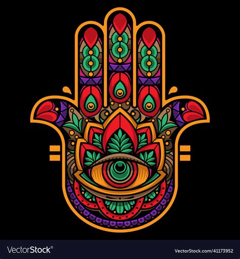 Hamsa Hand With Eye Tattoo Royalty Free Vector Image