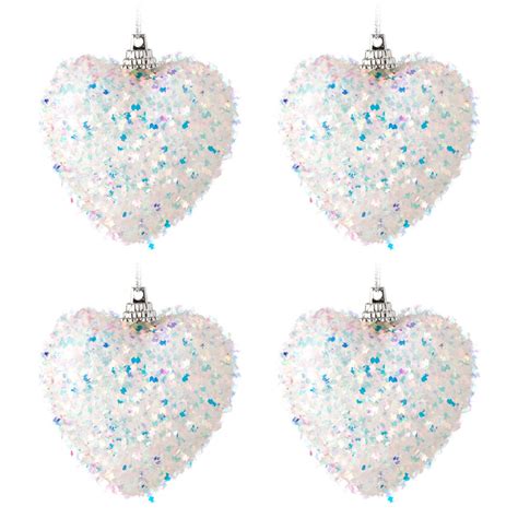 Set Globulete Iridescente Tip Inima Pentru Brad De Craciun Amelex