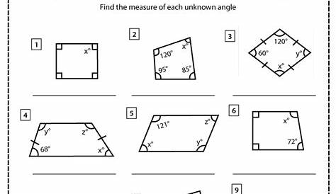 Angles in Quadrilaterals Worksheets - Math Monks