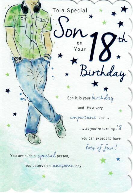 Stunning Modern Design To A Special Son On Your 18th Birthday Greeting Card For Sale Online Ebay