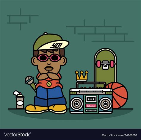 Hip Hop Rapper Cartoon Character Cute Hop Vector Image
