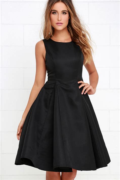 Classic Black Dress Midi Dress Pleated Dress 5900 Lulus