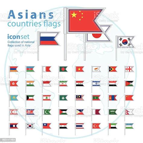 Set Of Asian Flags Vector Illustration Stock Illustration Download