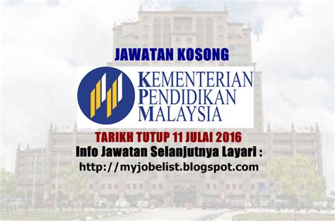 Permohonan boleh dibuat secara online melalui portal spa9 baru. Jawatan Kosong Kementerian Pendidikan Malaysia (MOE) - 11 ...